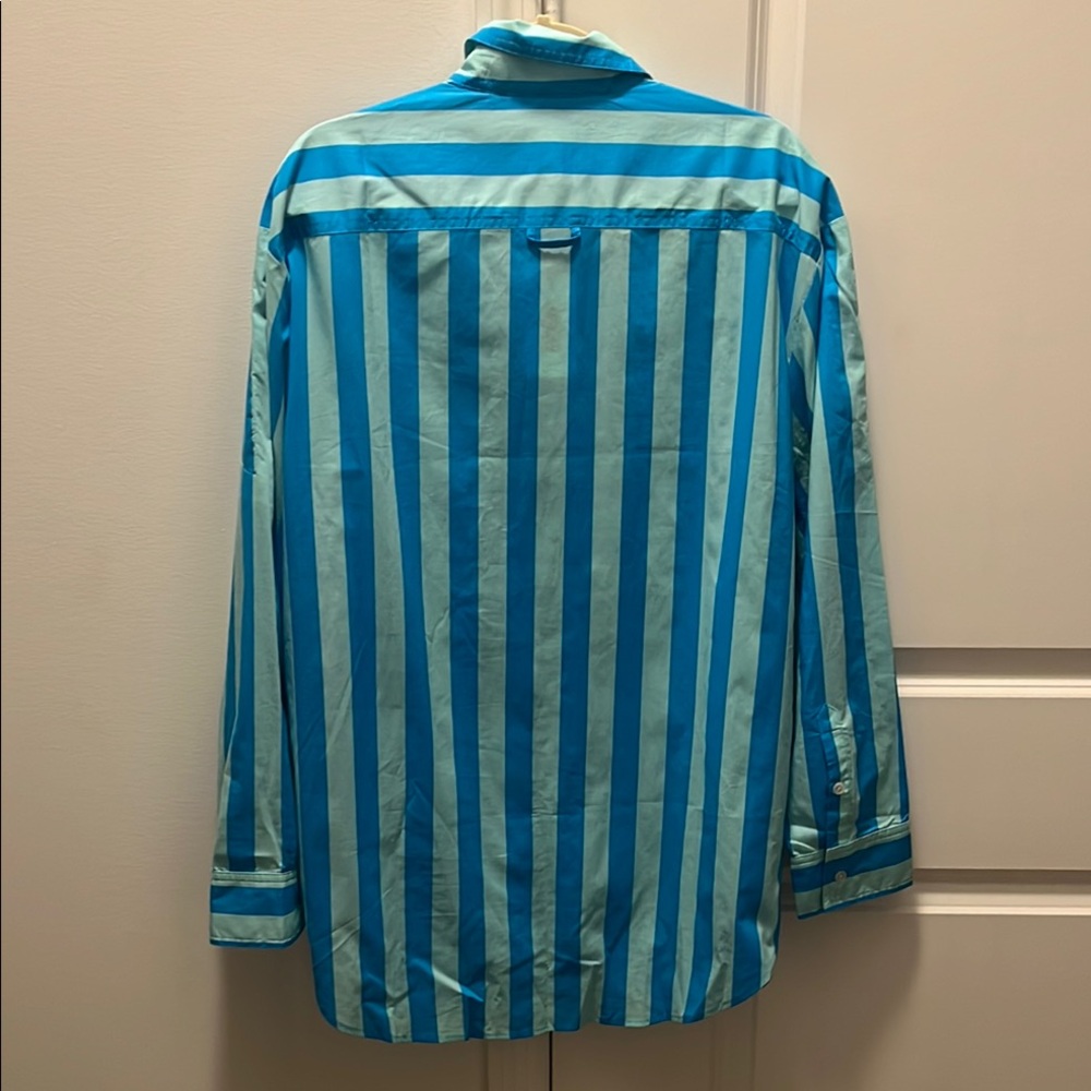 Bold Striped Blue Button-Up Shirt - Picture 4 of 6